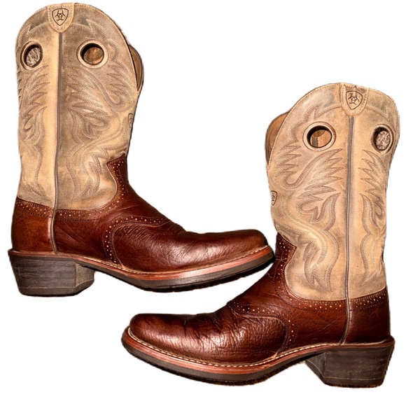 Ariat 11.5 Heritage Roughstock Square Toe 10002230 Western Cowboy Boots Brown - Picture 7 of 9